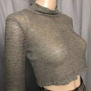 Urban Outfitters Netted Mock Neck Crop Sweater